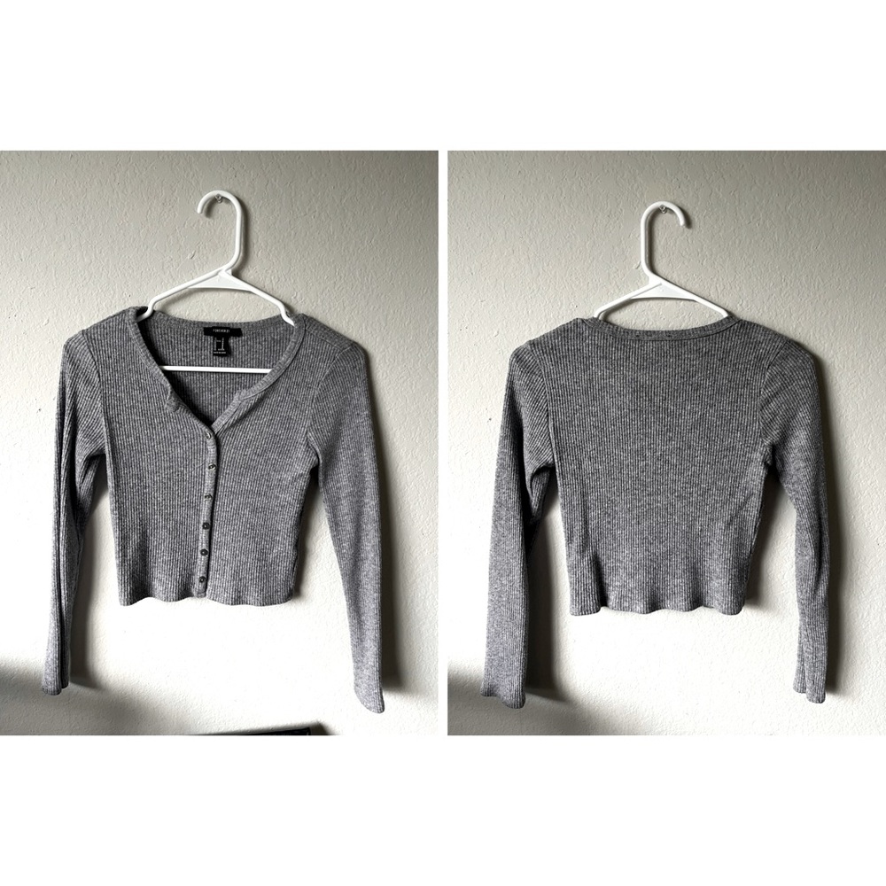 Cozy Gray long sleeved Crop Top
